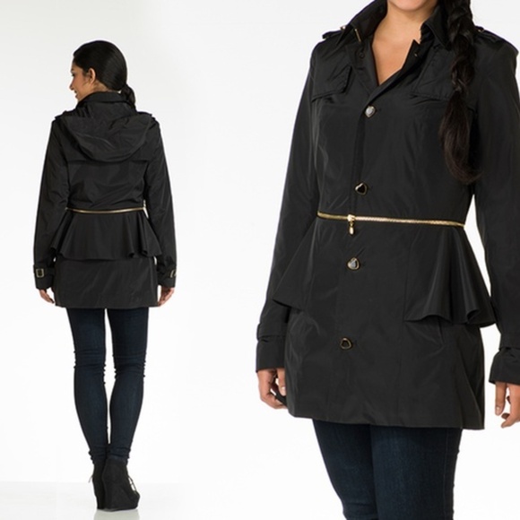 Betsey Johnson Convertible Peplum Rain Coat Small - Picture 3 of 9